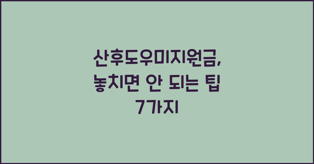 산후도우미지원금