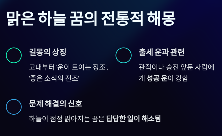 맑은 하늘의 전통정 꿈 의미