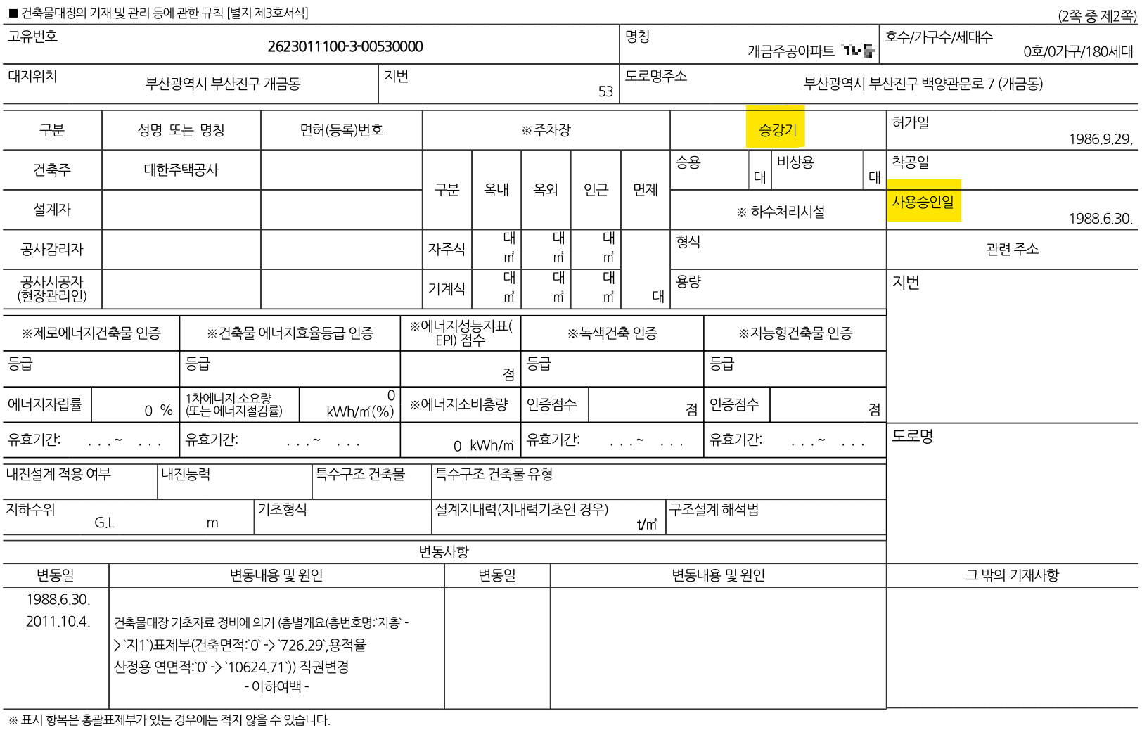 집합건축물대장 표제부2