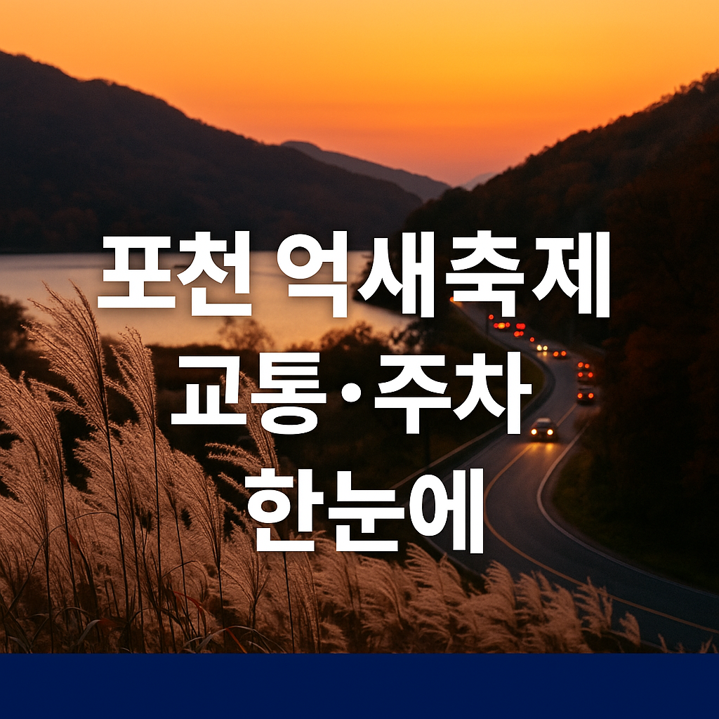 포천 억새축제 교통·주차 한눈에|노을빛 산정호수 도로와 억새밭이 어우러진 감성 정보형 썸네일 이미지