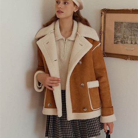 시어링 숏 무스탕 코디