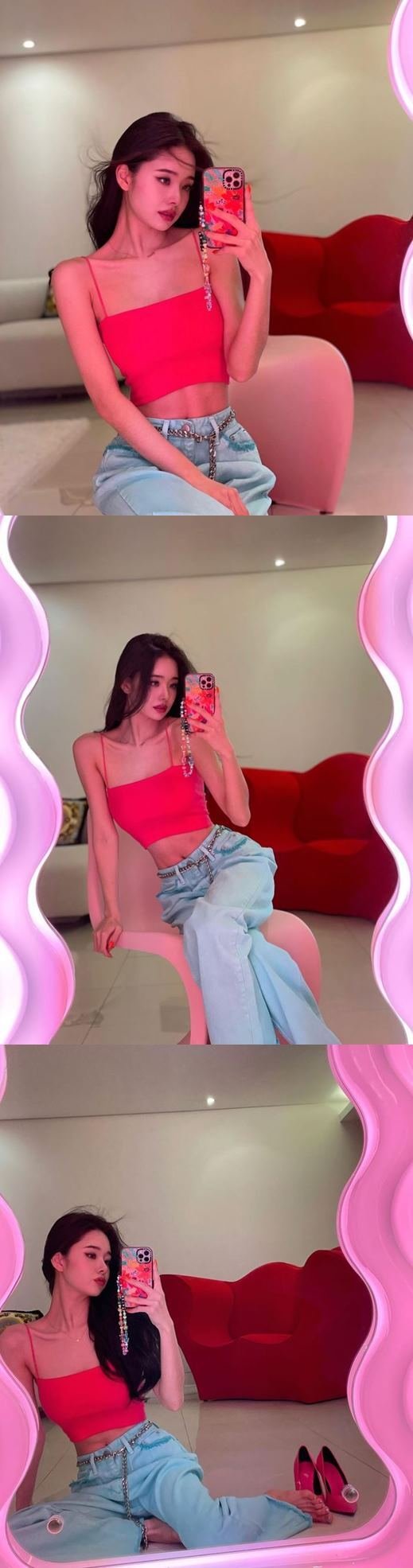 프리지아 크롭톱 패션으로 복근 드러내며 몸매 자랑!