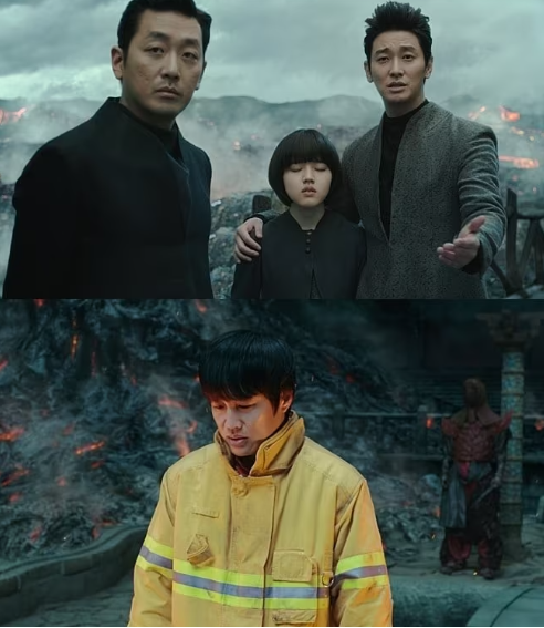 신과함께 스틸컷 네명의 주연 배우가 나오는 장면