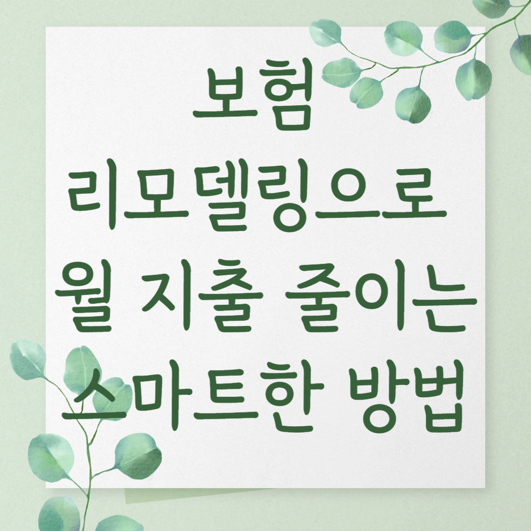 보험 리모델링으로 월 지출 줄이는 스마트한 방법