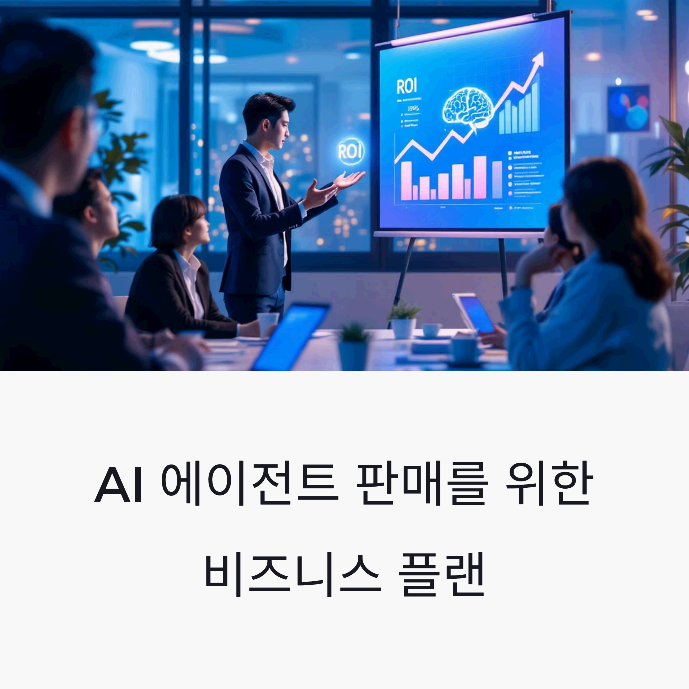 professional business person, screen shows an increasing roi graph