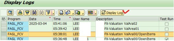 FAGL_FCV Display logs