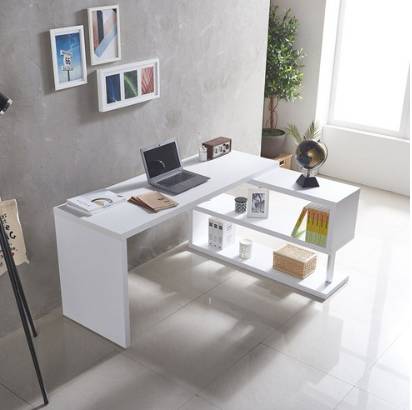 바이올렛퍼니쳐 중고등학생 성인 스터디 컴퓨터 ㄱ자 책상 B-SET 1600, 화이트