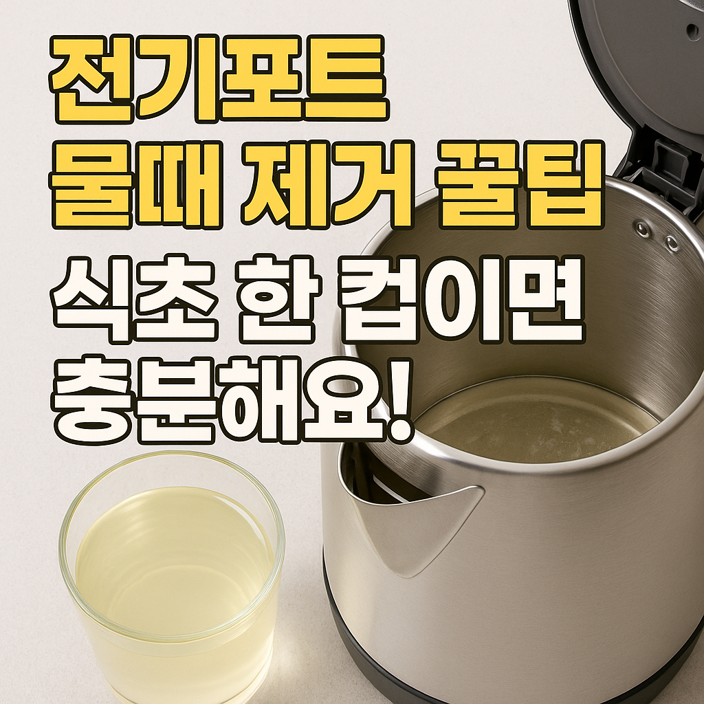 전기포트 물때 제거 꿀팁 식초 한 컵이면 충분해요!
글자는 제목만 넣어서 썸네일로 이미지 출력해줘