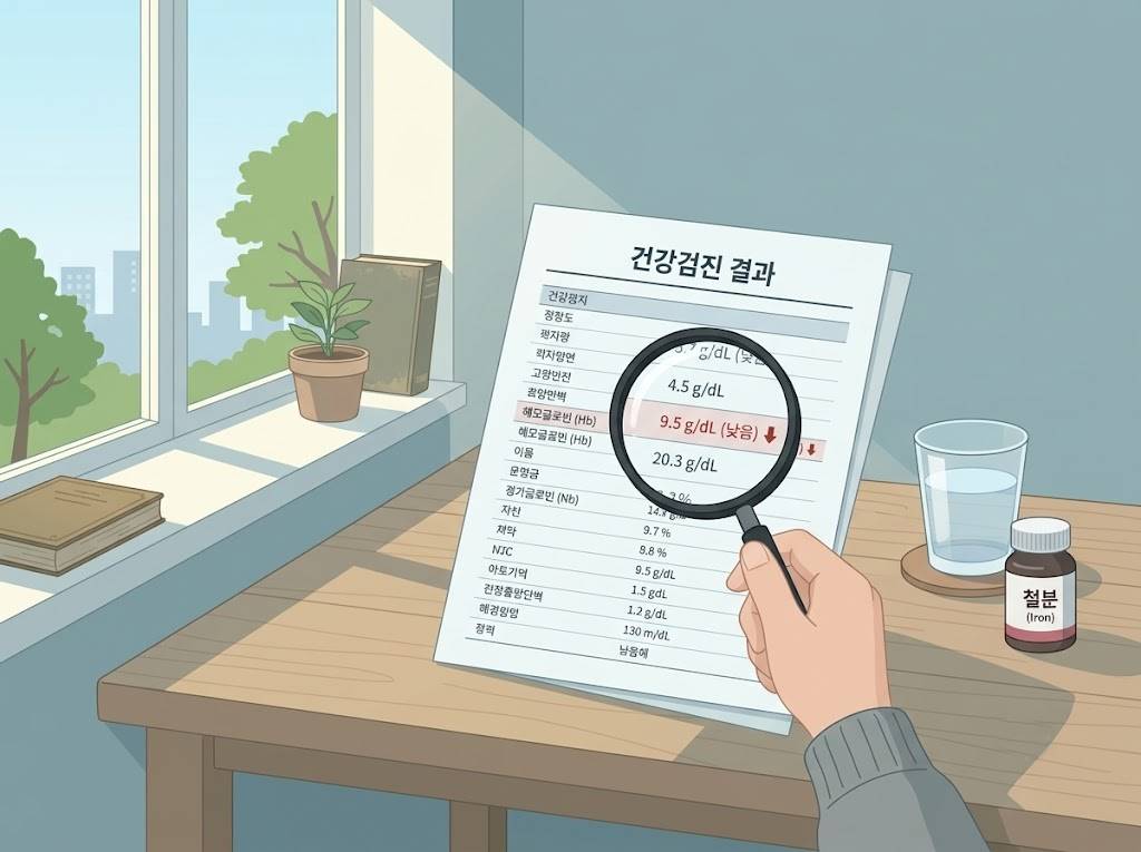 건강검진 결과지 빈혈 수치 확인]