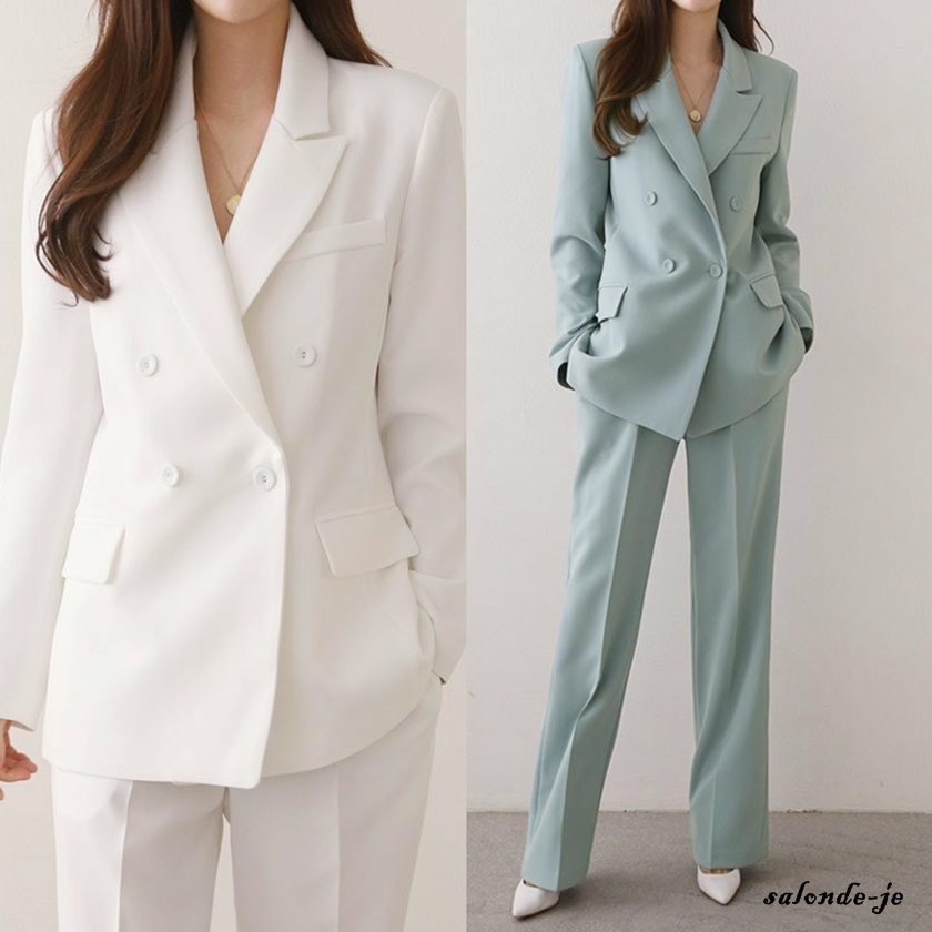 여자세미정장 더블 웨딩수트 여자셋업 빅사이즈 여성정장세트 면접복장