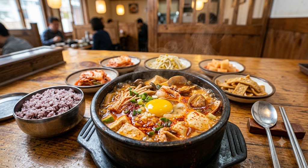 보글보글 끓고 있는 순두부찌개