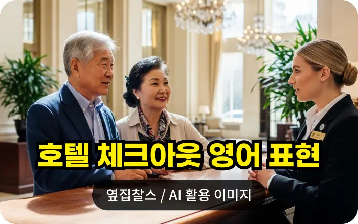 호텔 프론트에서 직원과 이야기 하는 노부부