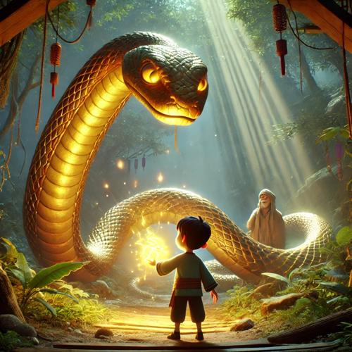 신비한 숲 속에서 발견된 천년 묵은 뱀