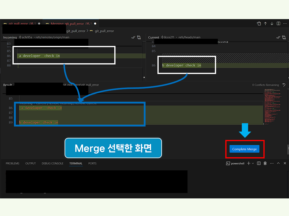 Merge 후 Complete Merge