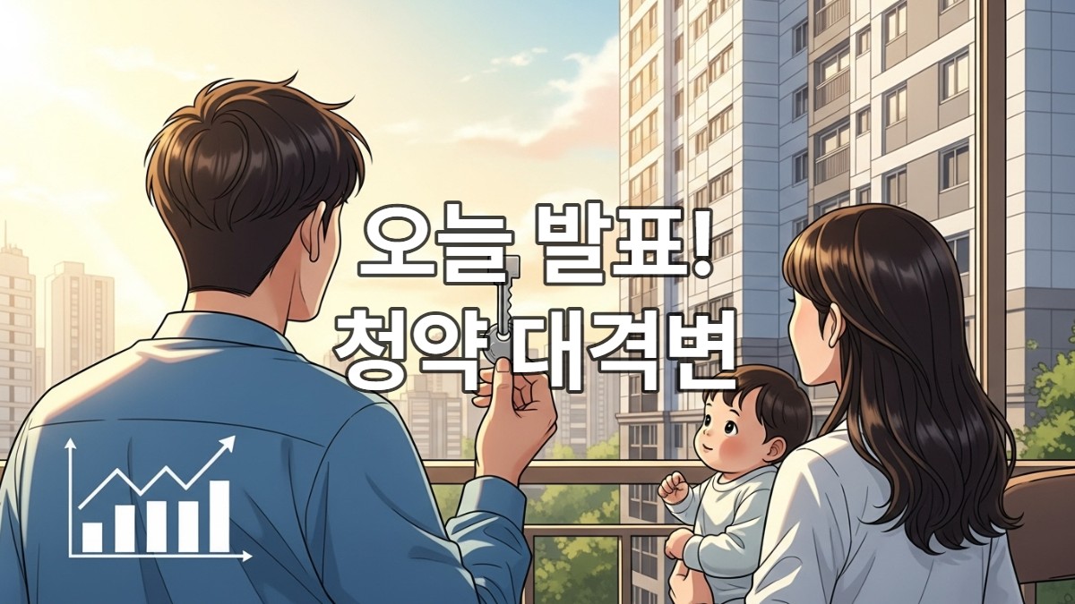 2025년 개편된 주택청약 제도를 통해 내집마련의 꿈을 이루는 젊은 한국인 가족의 희망찬 모습