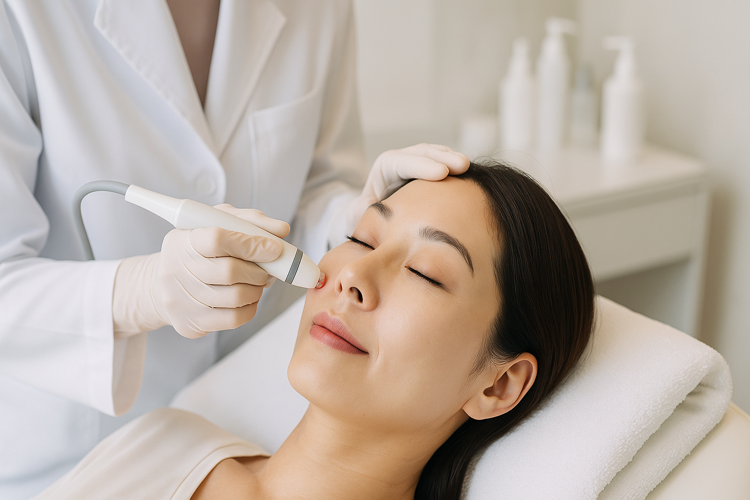 RF 시술을 받은 중년 여성