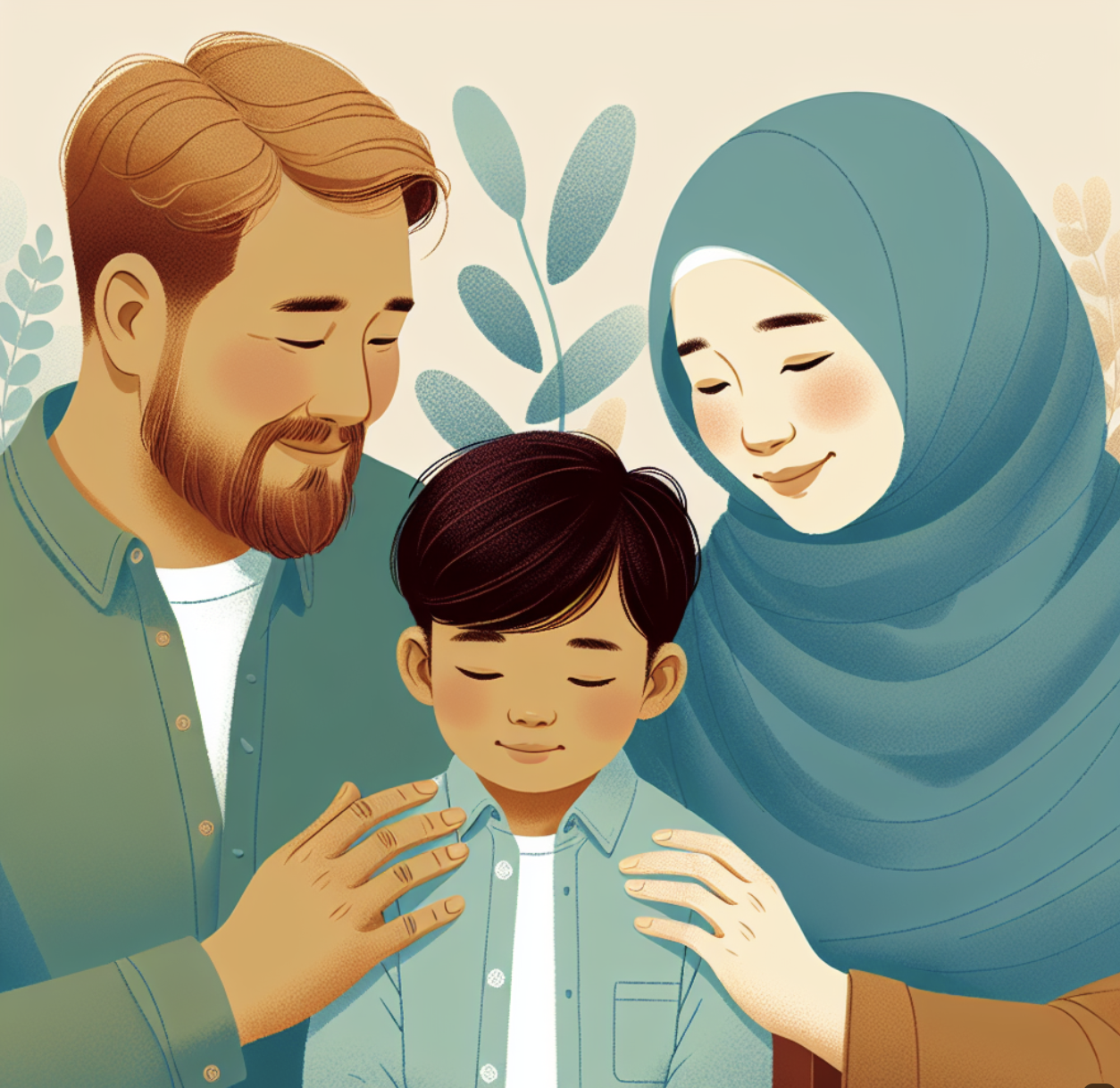 아이를 차분히 타이르는 부부의 모습