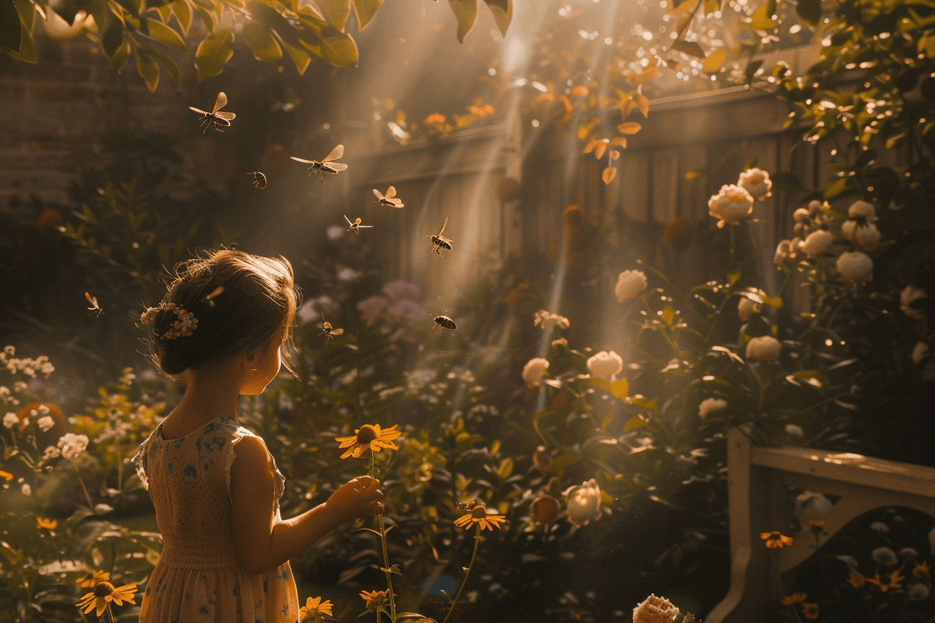 수-많은-곤충들을-바라보고-있는-소녀