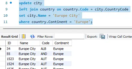 다른 테이블의 조건을 사용해서 데이터 수정 완료