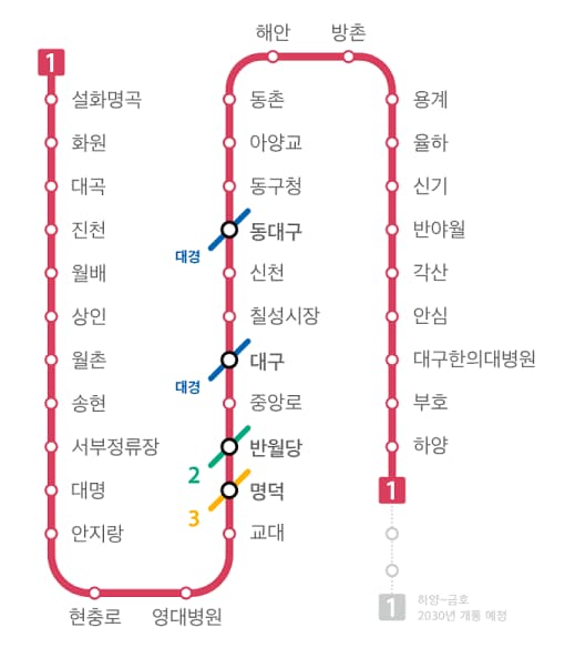 대구1호선 노선도
