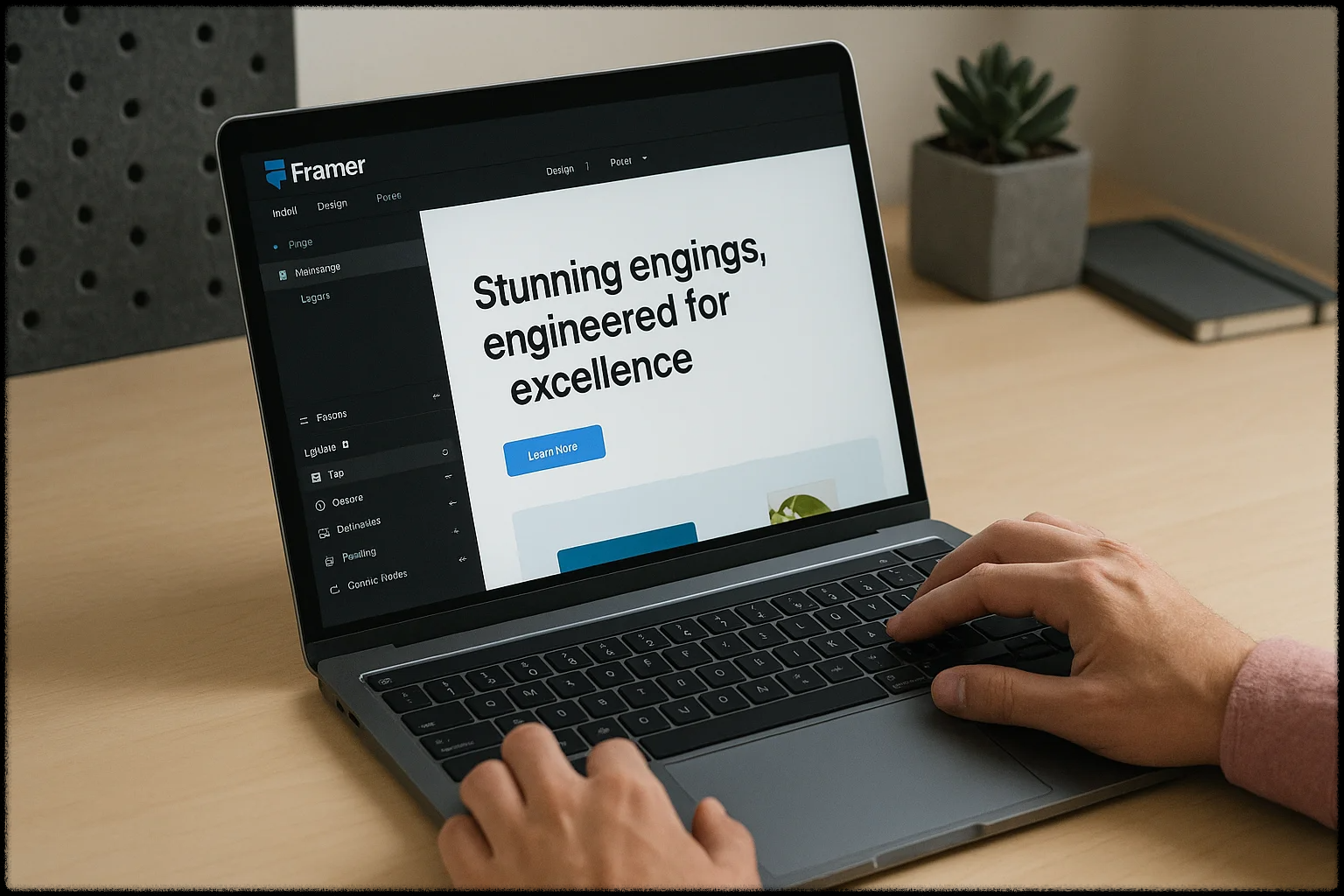Framer AI 인터페이스를 사용하는 모습