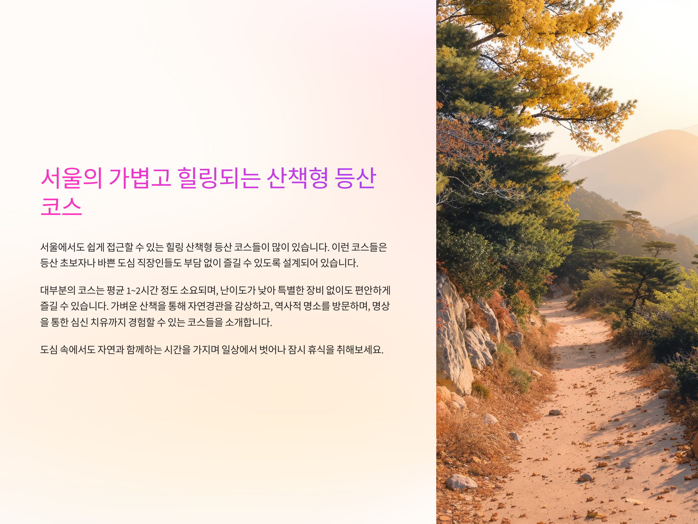 🌿 가볍게 걷기 좋은 서울의 힐링 산책형 등산 코스