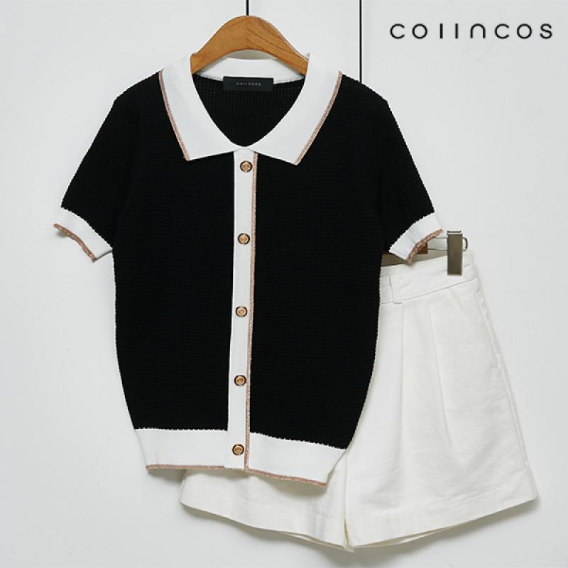 코인코즈 카라넥 라인 페이크 단추 니트 IY2MP6050