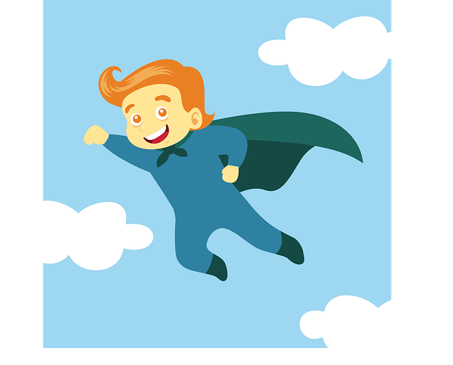 슈퍼맨처럼 하늘은 나는 어린이 그림