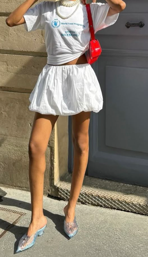 벌룬스커트 + 화이트 반팔티