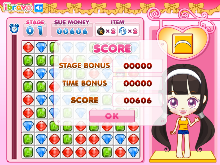 슈의-매직-패션-퍼즐-플래시게임-플레이-첫번째-스테이지-클리어에-성공한-화면