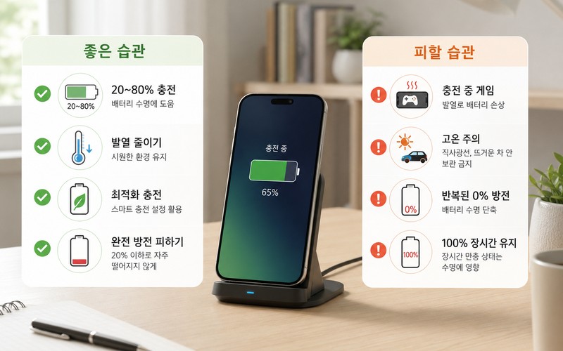 스마트폰 배터리 수명 늘리는 실전 충전 습관과 발열 관리 가이드 - 시각
