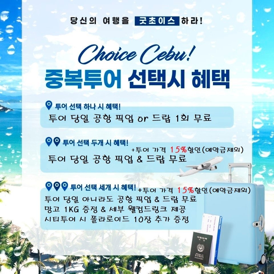 세부 대가족 단독호핑 액티비티&amp;#44; 씨티투어 예약 추천