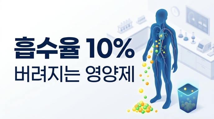 소장에서 흡수되지 못하고 대부분 배출되는 폴리페놀의 낮은 생체 이용률을 보여주는 인체 그래픽