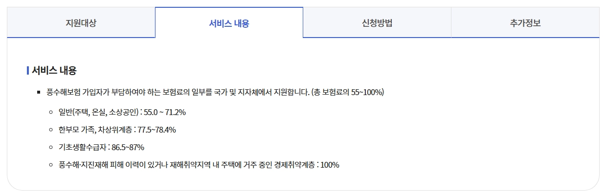 풍수재해 지진재해보험료 지원혜택,가입대상,보장범위