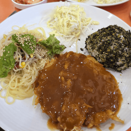주먹밥 맛집 맛있는 집 소풍 미아본점 A세트(돈까스, 쫄면, 주먹밥)