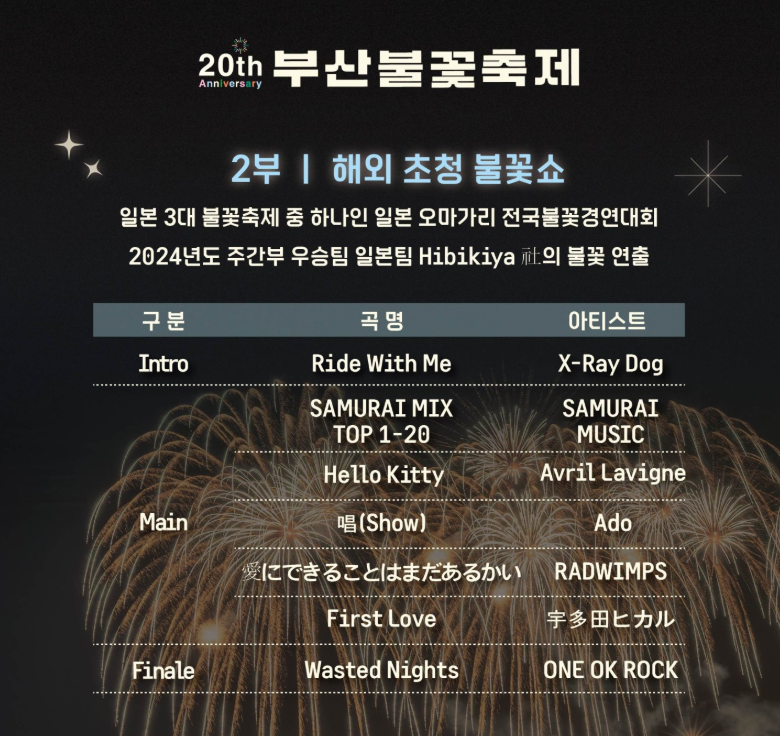 부산 불꽃축제 음원리스트 2부