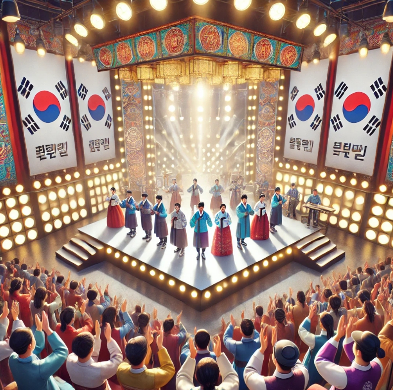 음악프로그램에서 노래하는 사람들의 모습