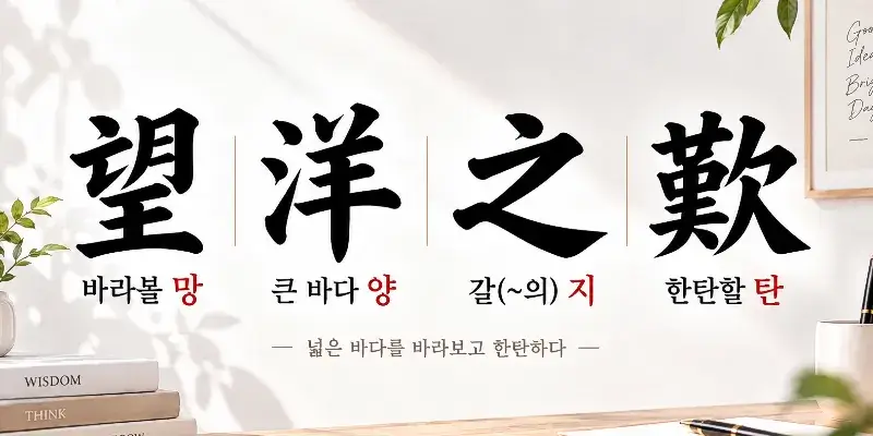 Mangyangjitan 望洋之歎 Korean idiom about realizing one's limitations before the vast ocean