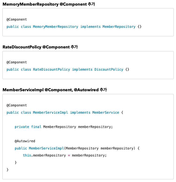 [Spring] 컴포넌트 스캔 - 				
    
    	1. 컴포넌트 스캔과 의존관계 자동 주입 시작하기
    
