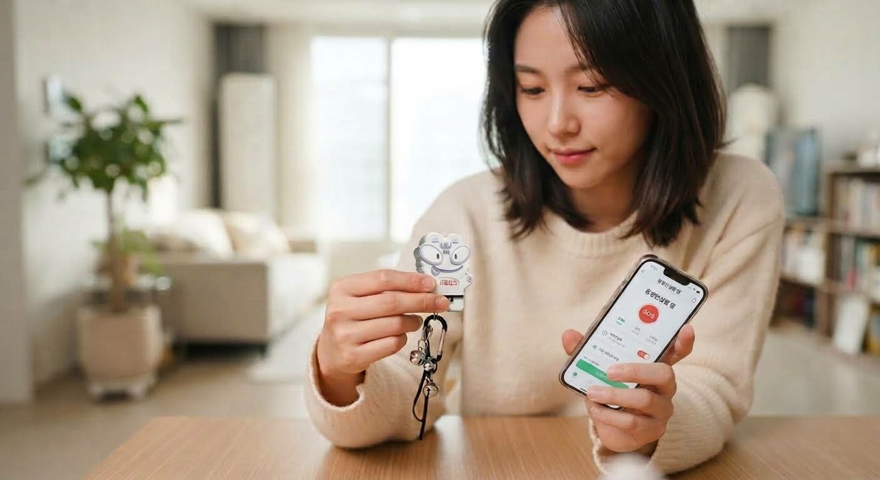 서울시 동행안심벨을 들고 있는 여성