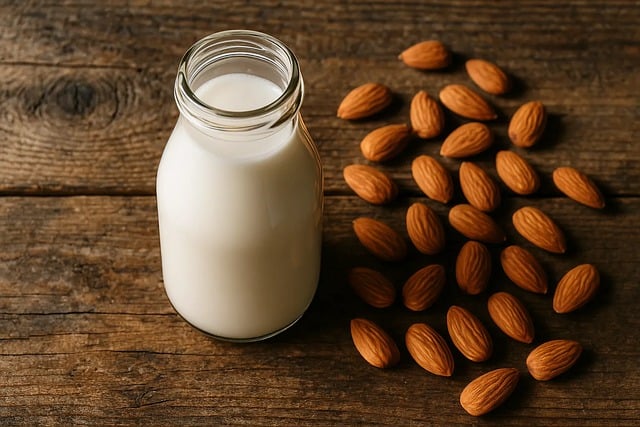 아몬드로 직접 갈아서 만든 아몬드 우유