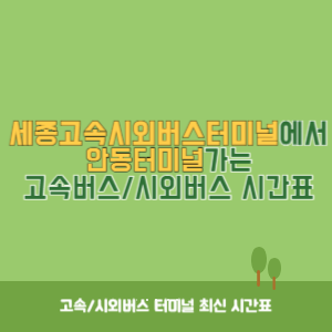 세종고속시외버스터미널에서 안동터미널 가는 고속버스_시외버스 시간표