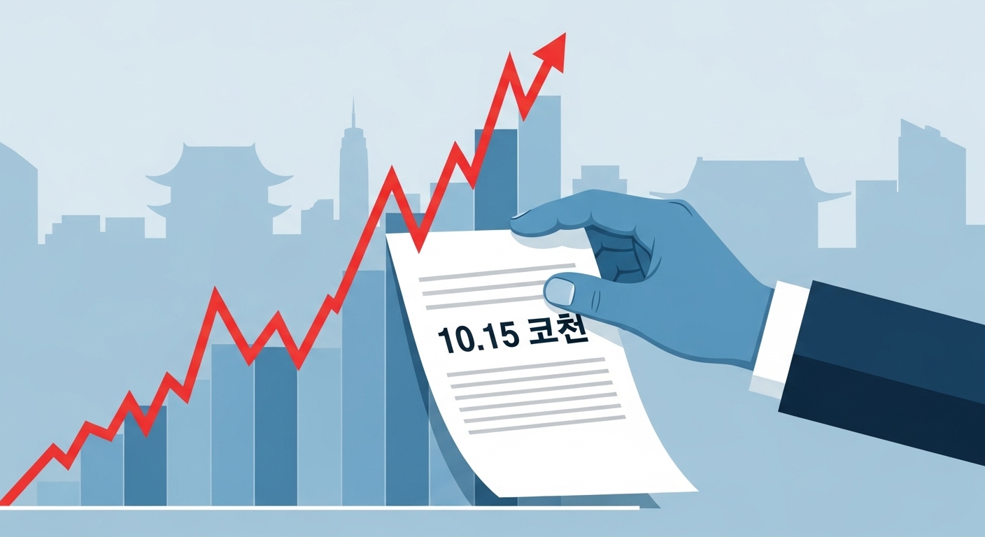 10.15 부동산 대책 발표 후 시장 변화를 보여주는 정책 개입 이미지