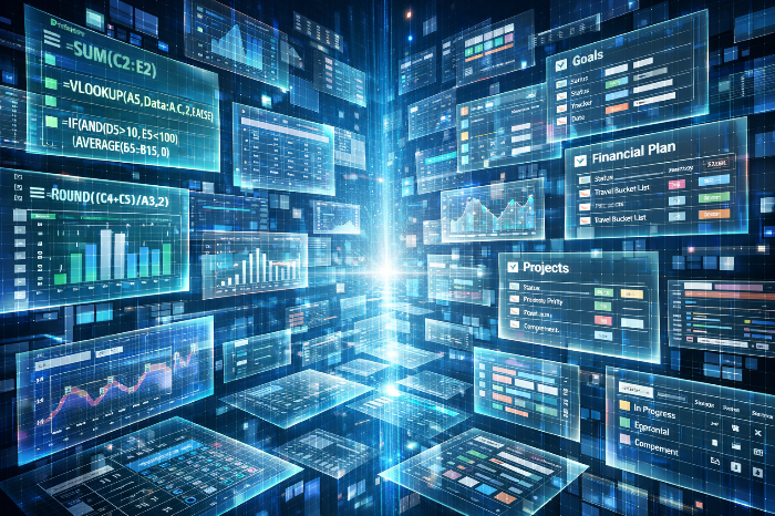 노션과 엑셀을 활용해 정교하게 설계된 인생 로드맵의 시각적 형상화.