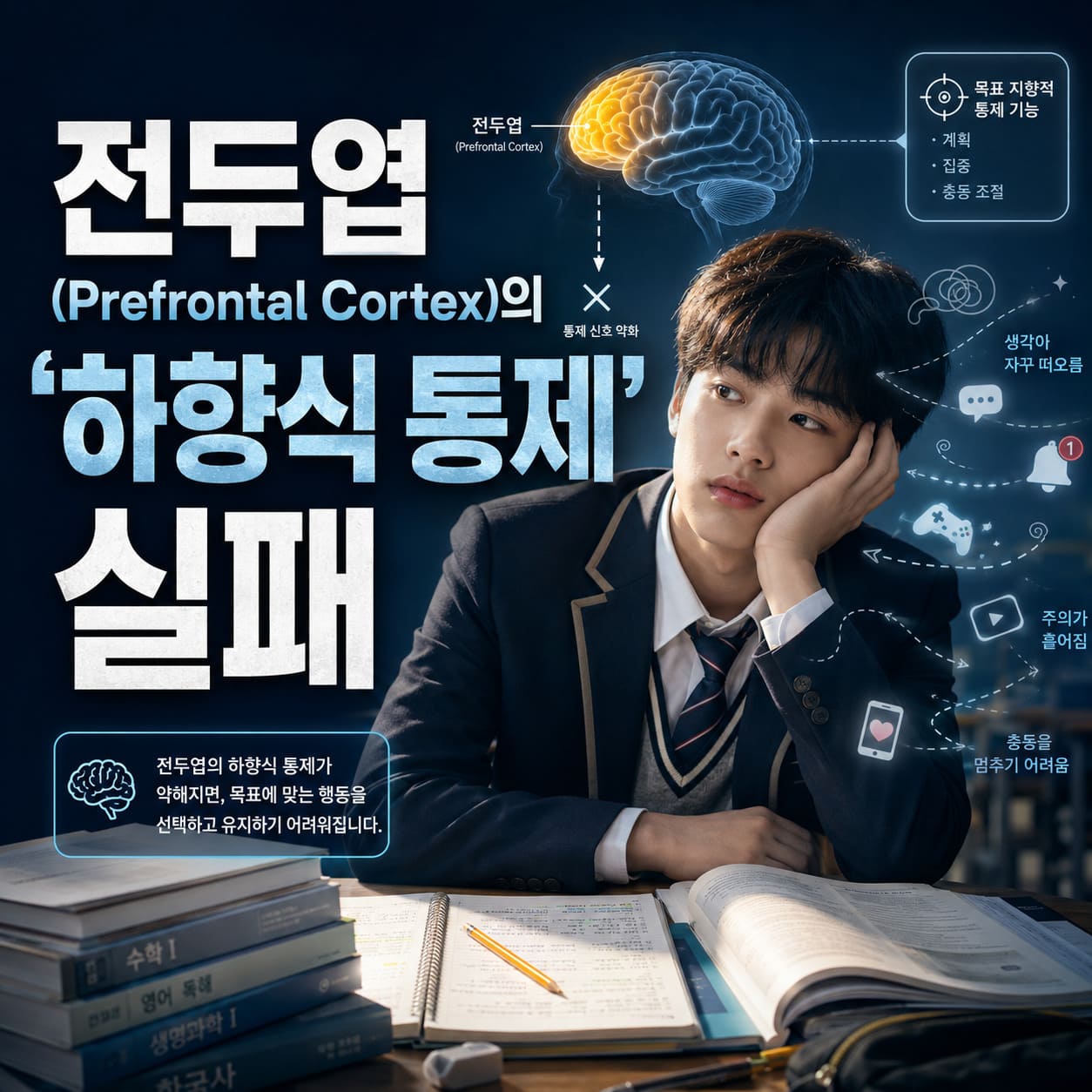 전두엽(Prefrontal Cortex)의 '하향식 통제' 실패