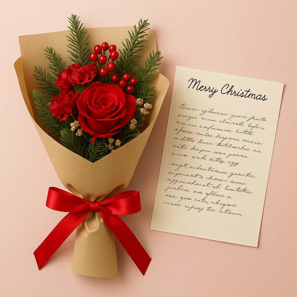 여자친구 크리스마스 선물 추천 - 꽃다발+편지