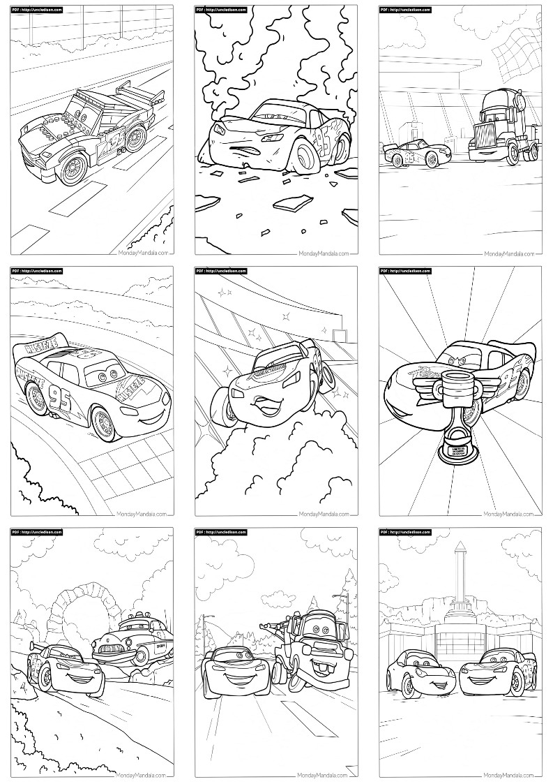 카 색칠공부 디즈니 픽사 도안