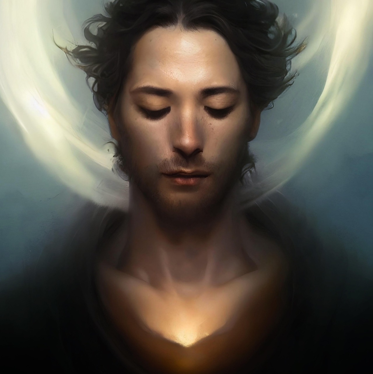 남자 뒤에 아우라