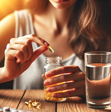 비타민D를 챙겨먹는 모습