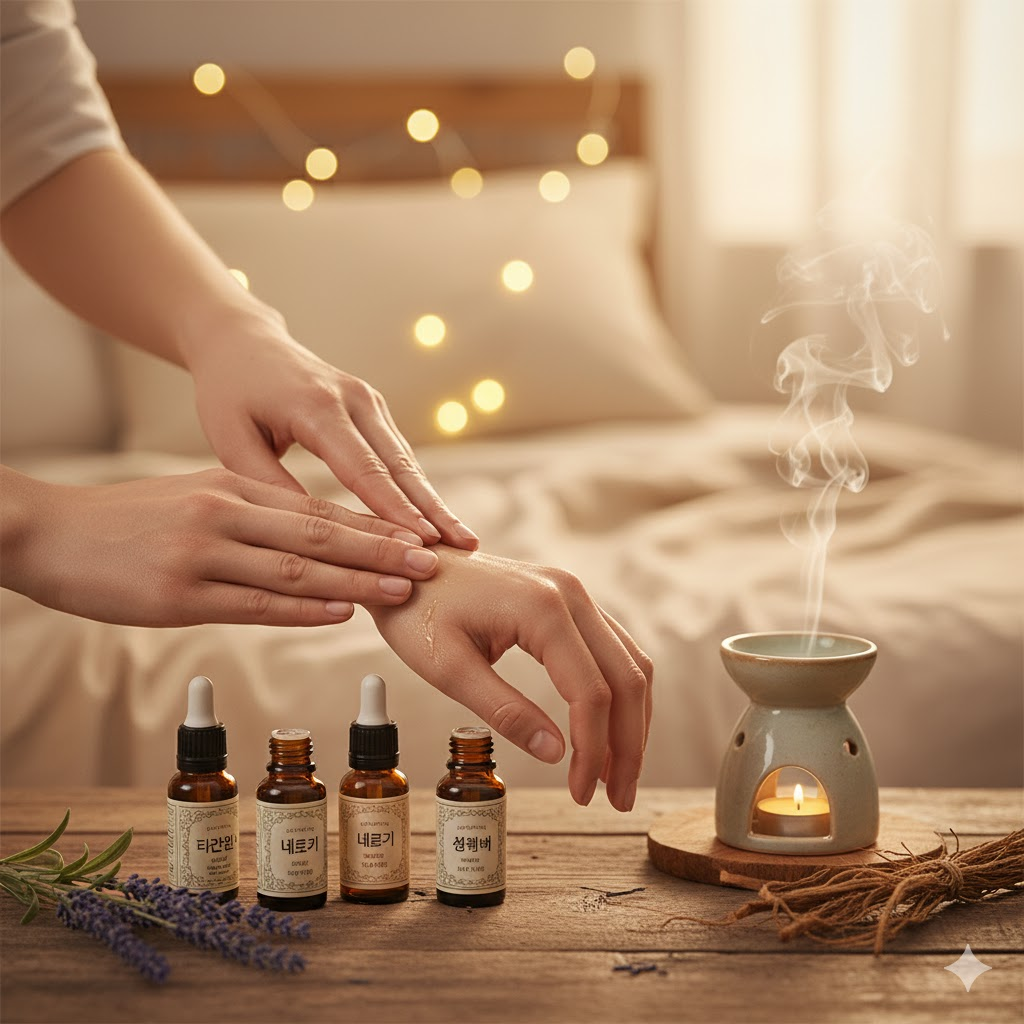 숙면 불안 해소 심장 진정 아로마 레시피 단중혈 신문혈 마사지